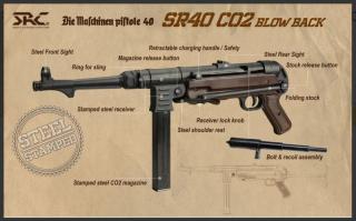 SRC MP40 - SR40 "Schmeisser" Maschinenpistole Co2 GBB Gas Blow Back by SRC